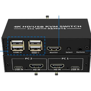 Chaveador Switch Kvm 2 Portas Hdmi Mouse Teclado E Monitor