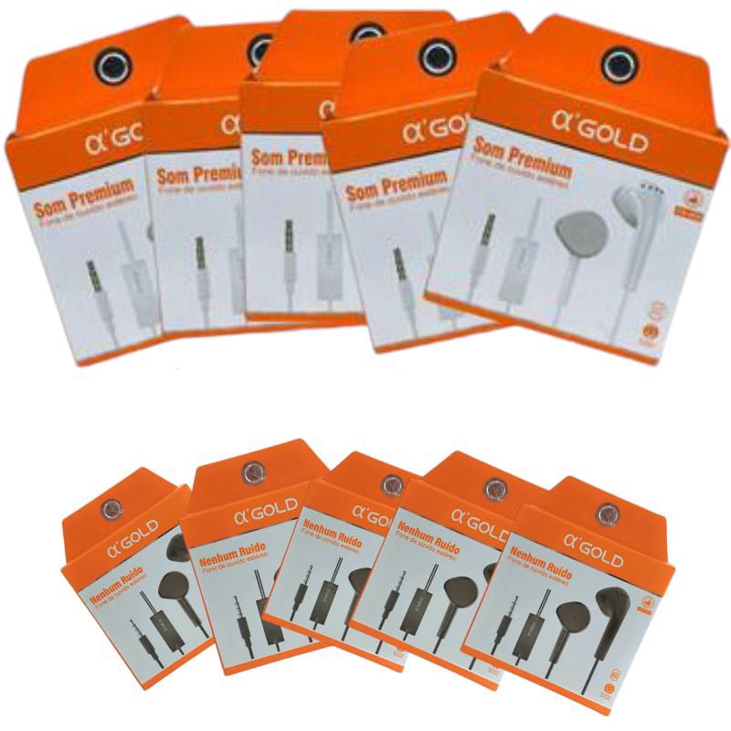 kit 10 fones de ouvido com fio original da A'Gold ENVIO IMEDIATAMENTE em Oferta na Shopee