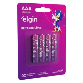 Pilha Recarregável Elgin Aaa 1000mah 1,2v Blister C/04 Unid em Oferta na Shopee