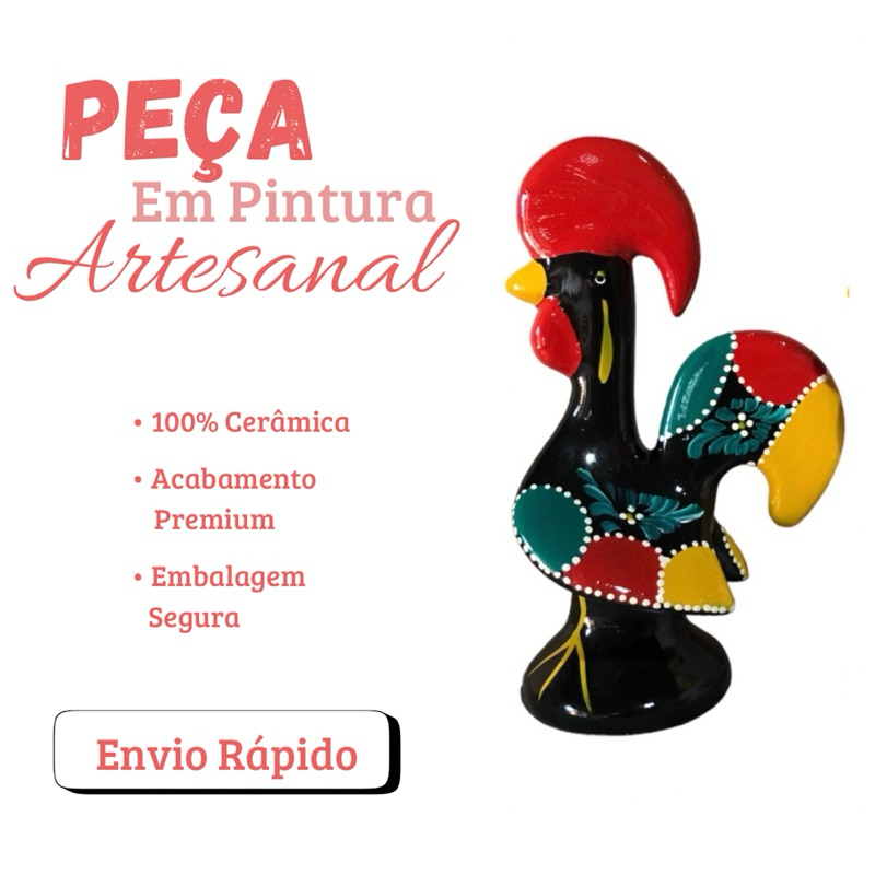 Galo Português Em Cerâmica Decoração Artesanal Oferta em Oferta na Shopee