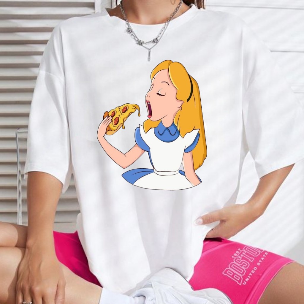 blusas femininas roupas femininas  básicas Tshirts camisas Alice no país das maravilhas camisas de manga curta