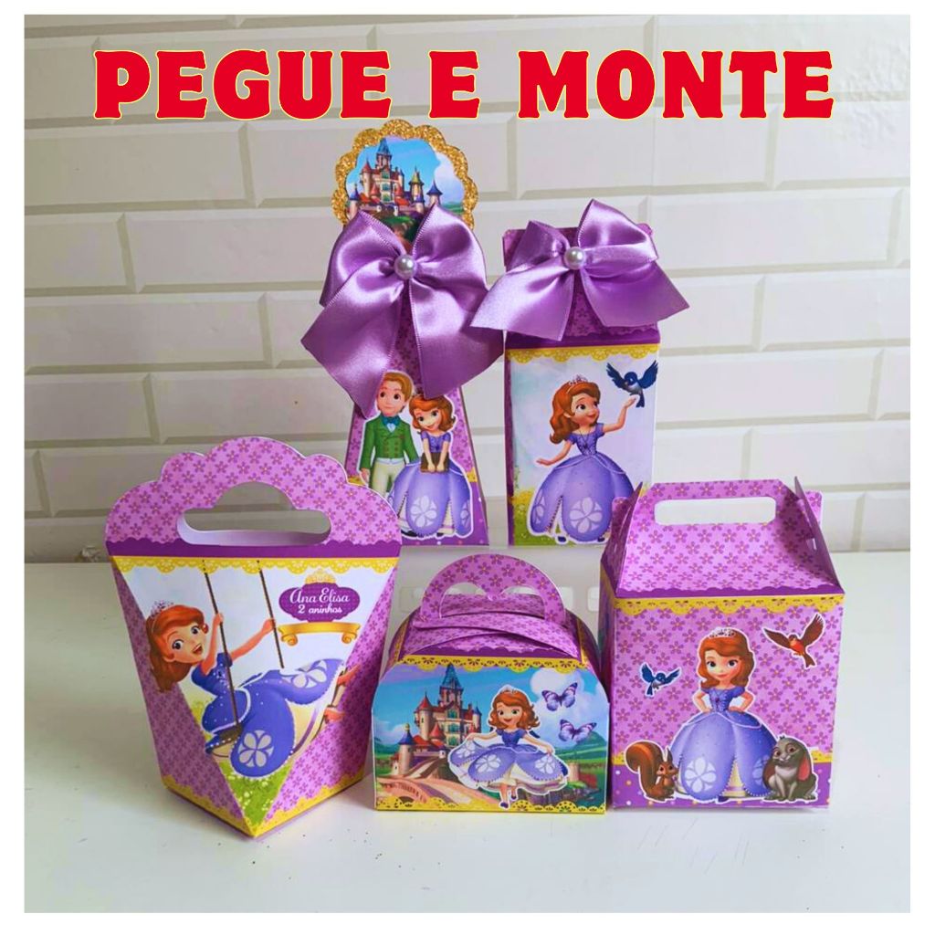 PEGUE E MONTE - Kit Princesa Sofia / Caixinhas Princesa Sofia /  Personalizados / Lembrancinha Princesa Sofia