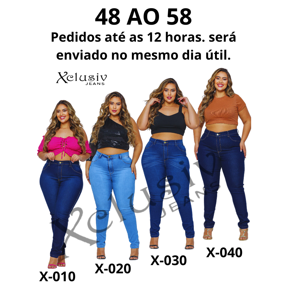 Calça Jeans Feminino Plus Size Cintura Alta Com Lycra Strech Elastano Premium- Curve em Oferta na Shopee