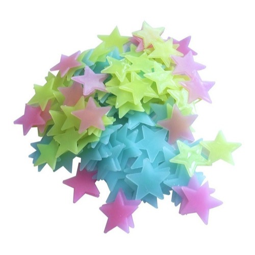 Kit 100 Estrelas Fluorescente Neon Brilha Escuro Parede Teto