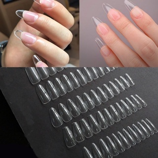 100 UNHAS POSTIÇAS INTEIRAS TRANSPARENTE TIPS AMENDOADA ALMOND
