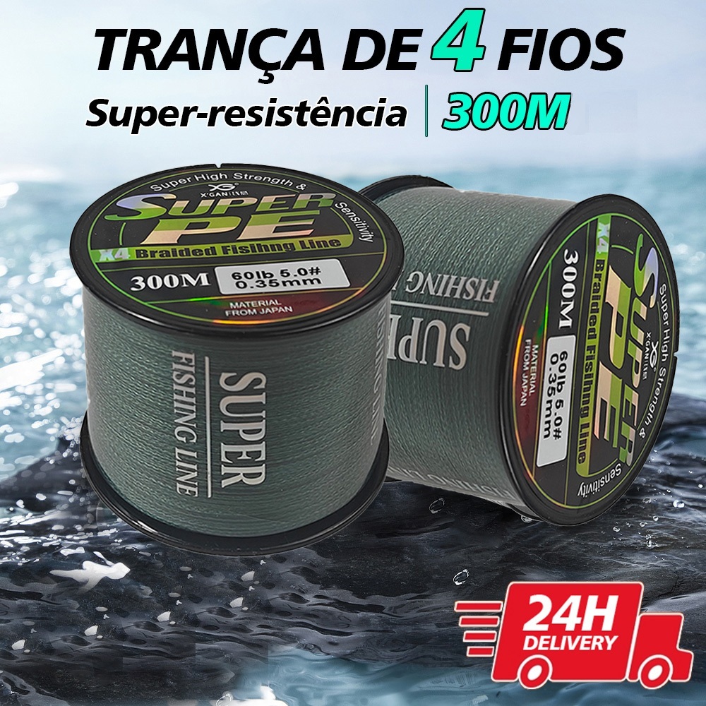 SUPERPE Linha de Pesca Trançada Multifilamento 4 Fios 300m/100m para Carpa e Pesca Japonesa - Linha de Pesca Multifilame