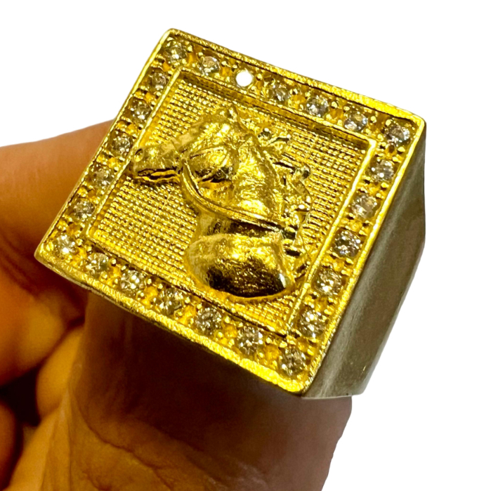 DEDEIRA ANEL CAVALO QUADRADO CRAVEJADO FEITO EM MOEDA ANTIGA PURA MASCULINO FEMININO HARAS