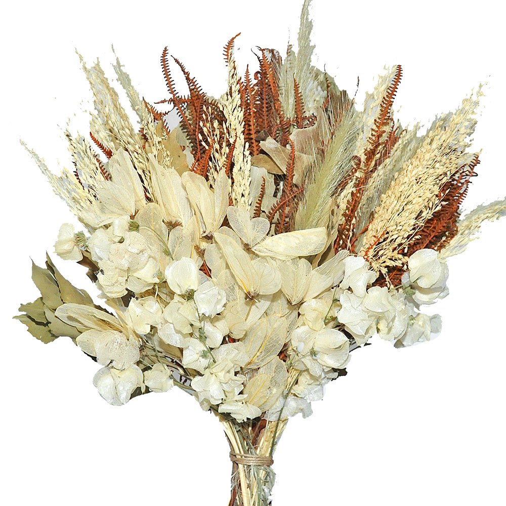 Buquê de flores naturais desidratadas branco decoração buquê de noiva