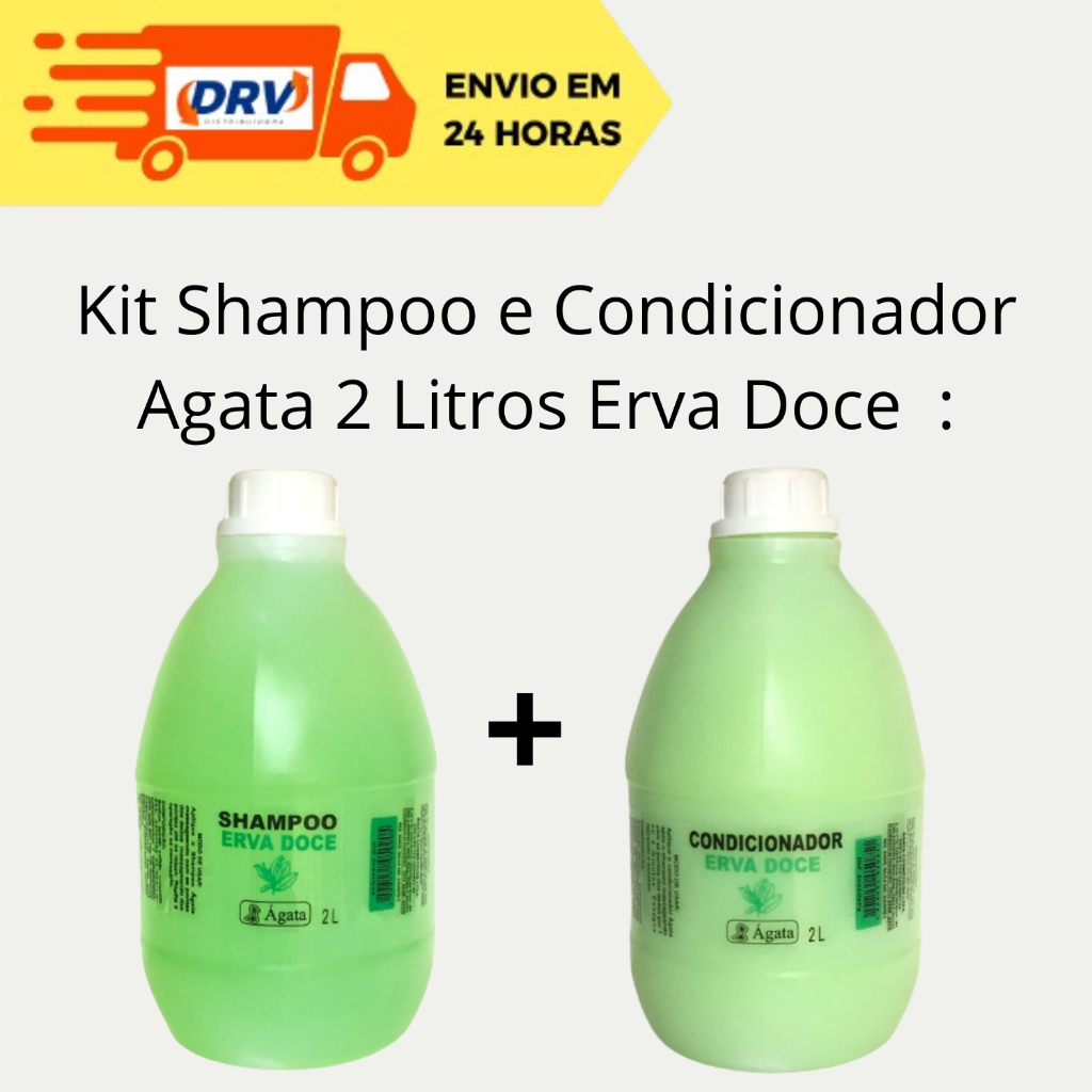Kit Shampoo e Condicionador Agata Erva Doce  2 litros - Shampoo e condicionador 2 Litros Galão Agata