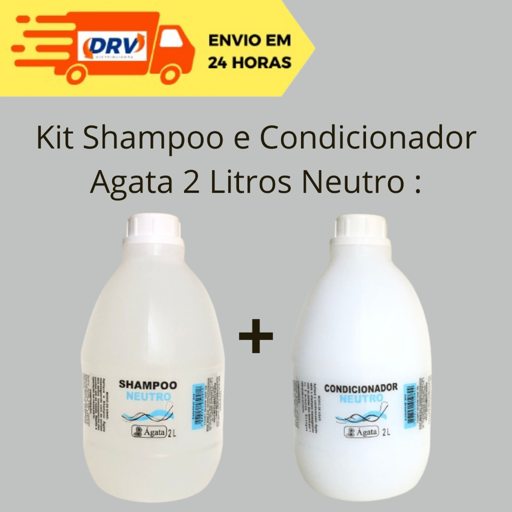 Kit Shampoo E Condicionador Agata  Neutro 2 litros - Shampoo e condicionador galão 2 lt efeito salão