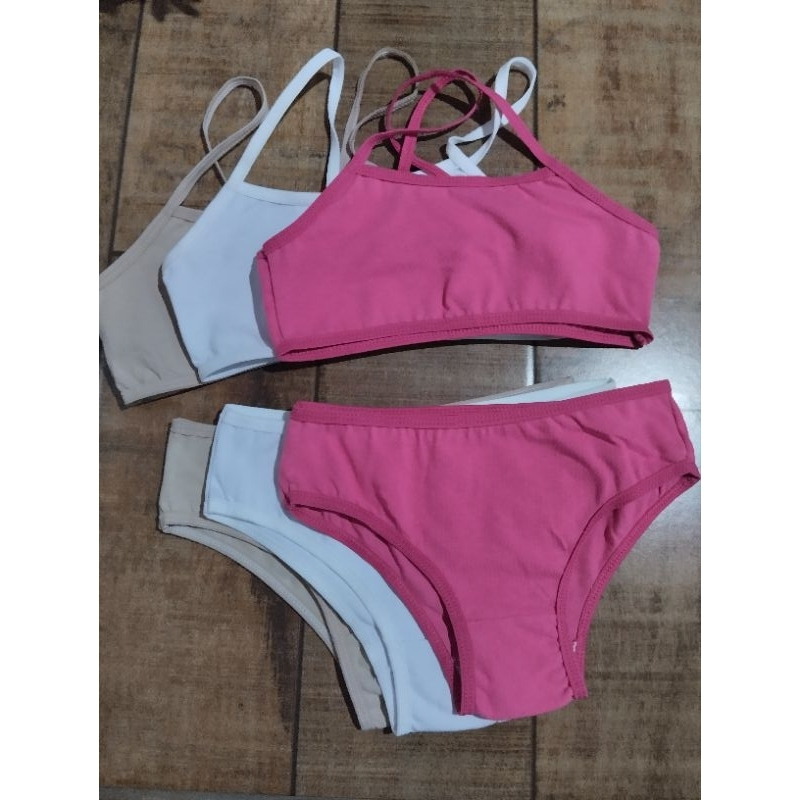 kit 5 CONJUNTO feminino infantil top e calcinha cotton juvenil algodao pré adolescente