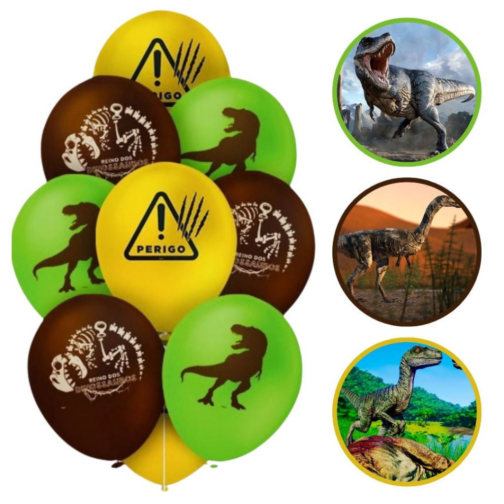 25~125 BALÃO FESTA DINOSSAURO REDONDO 9 POL. REGINA em Oferta na Shopee