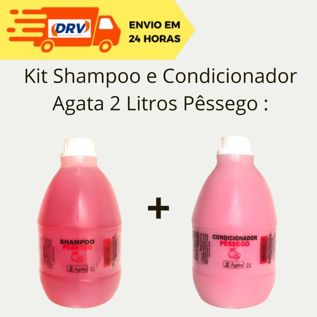 Kit Shampoo e Condicionador Agata  Pêssego 2 Litros -  Galão 2 Litros Ágata Shampoo e condicionador