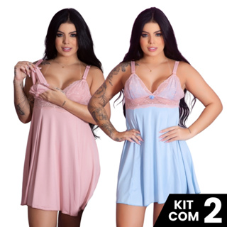 Kit 2 Camisolas Amamentação Confortável Abertura Fácil Gestante Pós Parto Maternidade Para Lactantes em Oferta na Shopee