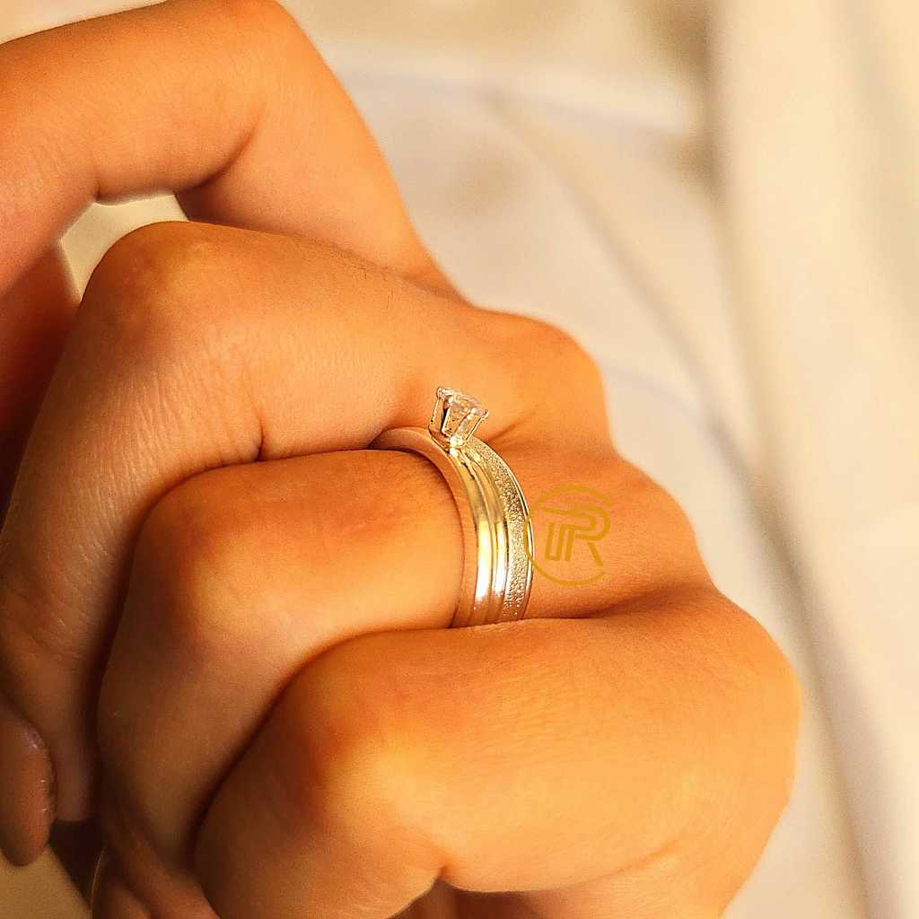 Par de Aliança Compromisso 4mm Diamantada brilho Banhada Prata 925 Chanfrada + Gravação COD-71