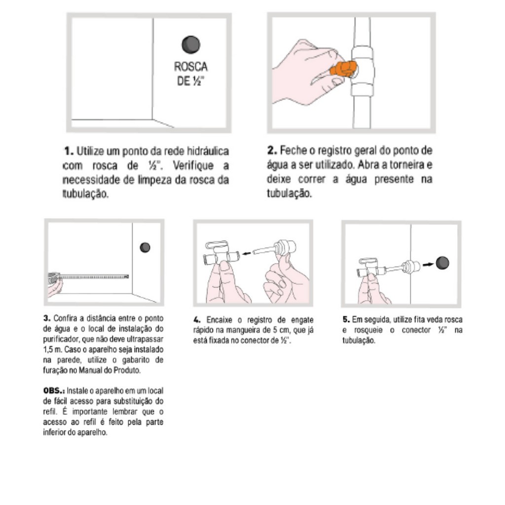 Purificador Cinza Filtro De Água Com Refil Facile C3 Parede — imagem 2 de 2