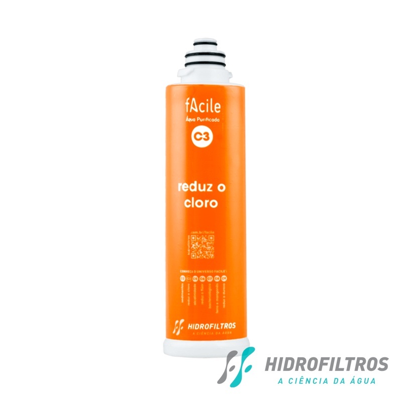 Refil Filtro Purificador Facile C3 HidroFiltros Reduz Cloro