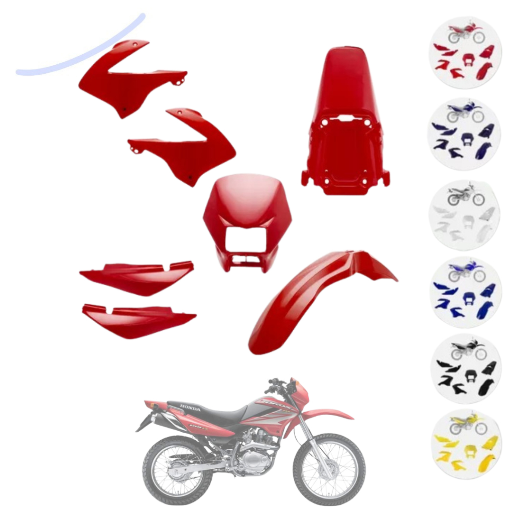 Kit Carenagem Completo Nxr Bros 125 e 150 Anos 2003 a 2008 Rabeta Tampa Lateral Paralama 5 Peças