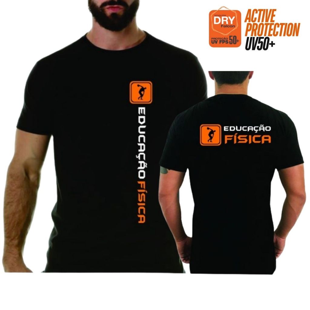 Camiseta Academia Treino Crossfit Dry Fit Educação Física Proteção Solar UV+50