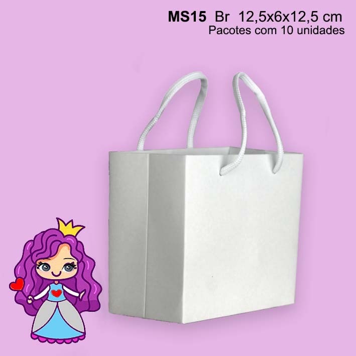 Sacola MS15 Lisa em papel Kraft ou Branco 250Gr- 12,5x06x12,5 cm - Pacote com 10 unidades. em Oferta na Shopee