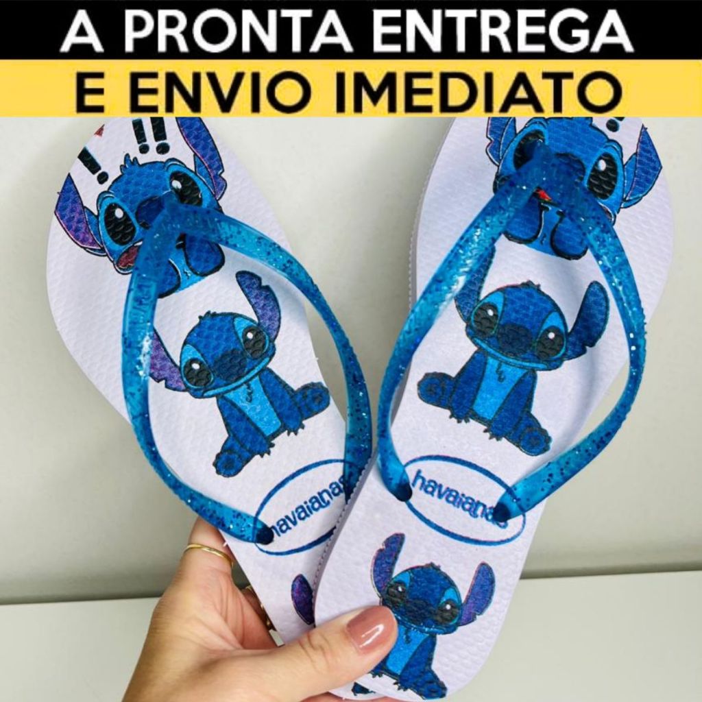 Chinelo Stitch Feminino Personalizado Varias Estampas Havanas
