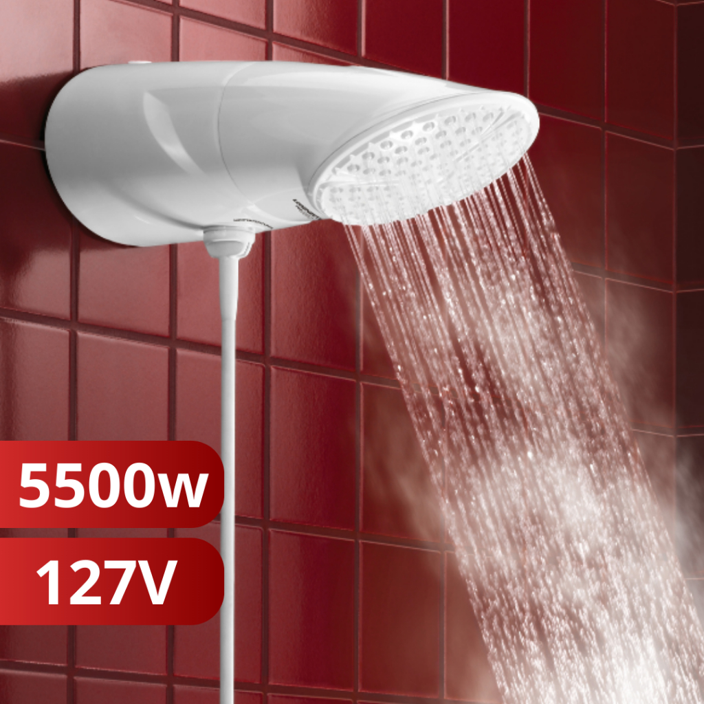 Chuveiro Ducha Top Jet Multitemperaturas Branco 127v 5500w Haste Prolongadora Lorenzetti