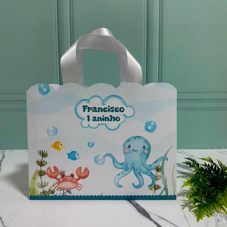 Sacolinha Personalizada Fundo do Mar – sacolinhas personalizadas - lembrancinhas personalizadas - vários temas