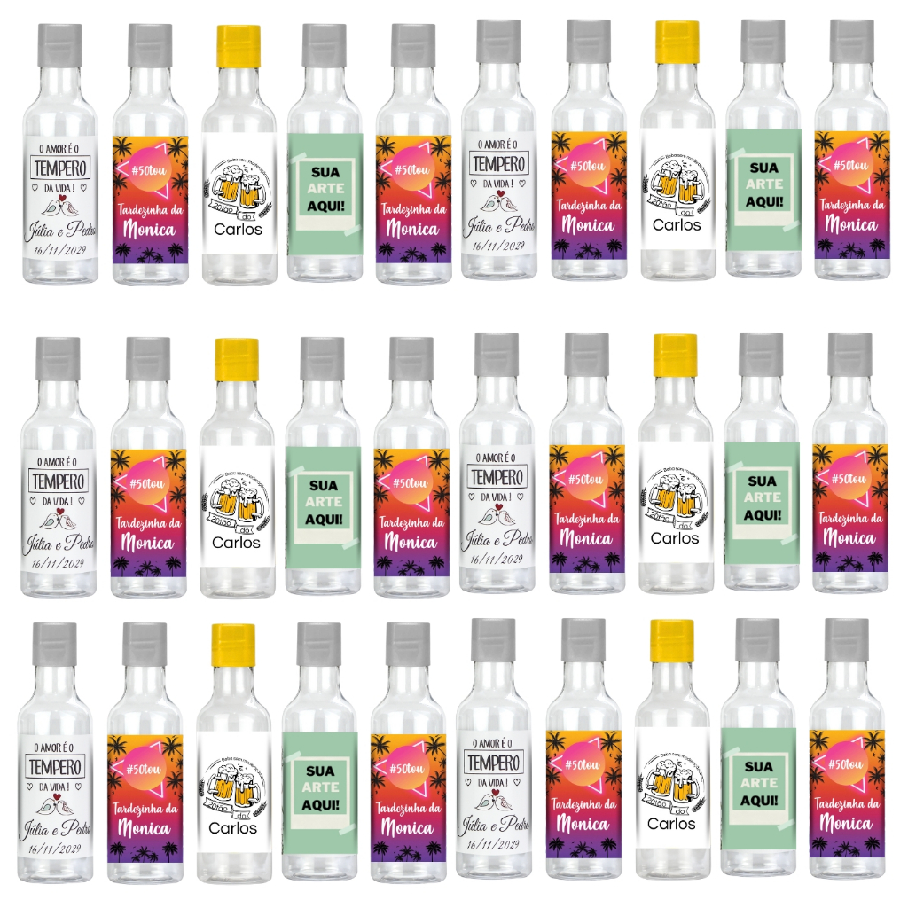 50 Mini Garrafinhas Personalizadas 50ml Lembrancinhas Festas Brindes Personalizados em Oferta na Shopee