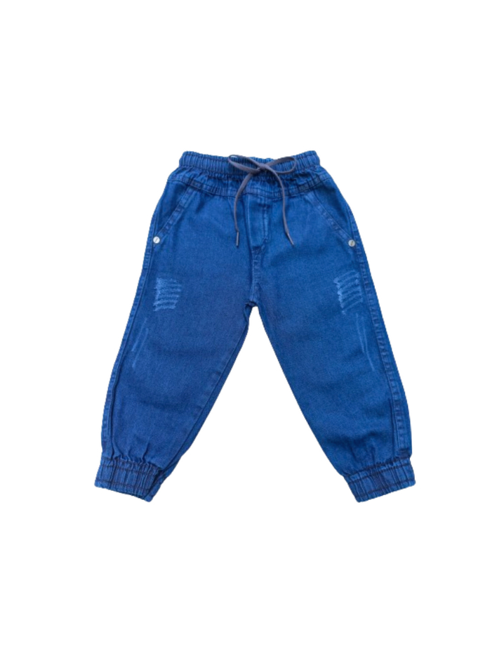 Calça Jogger Jeans Infantil Menino com Elástico e Cordão Calça Jeans Masculina