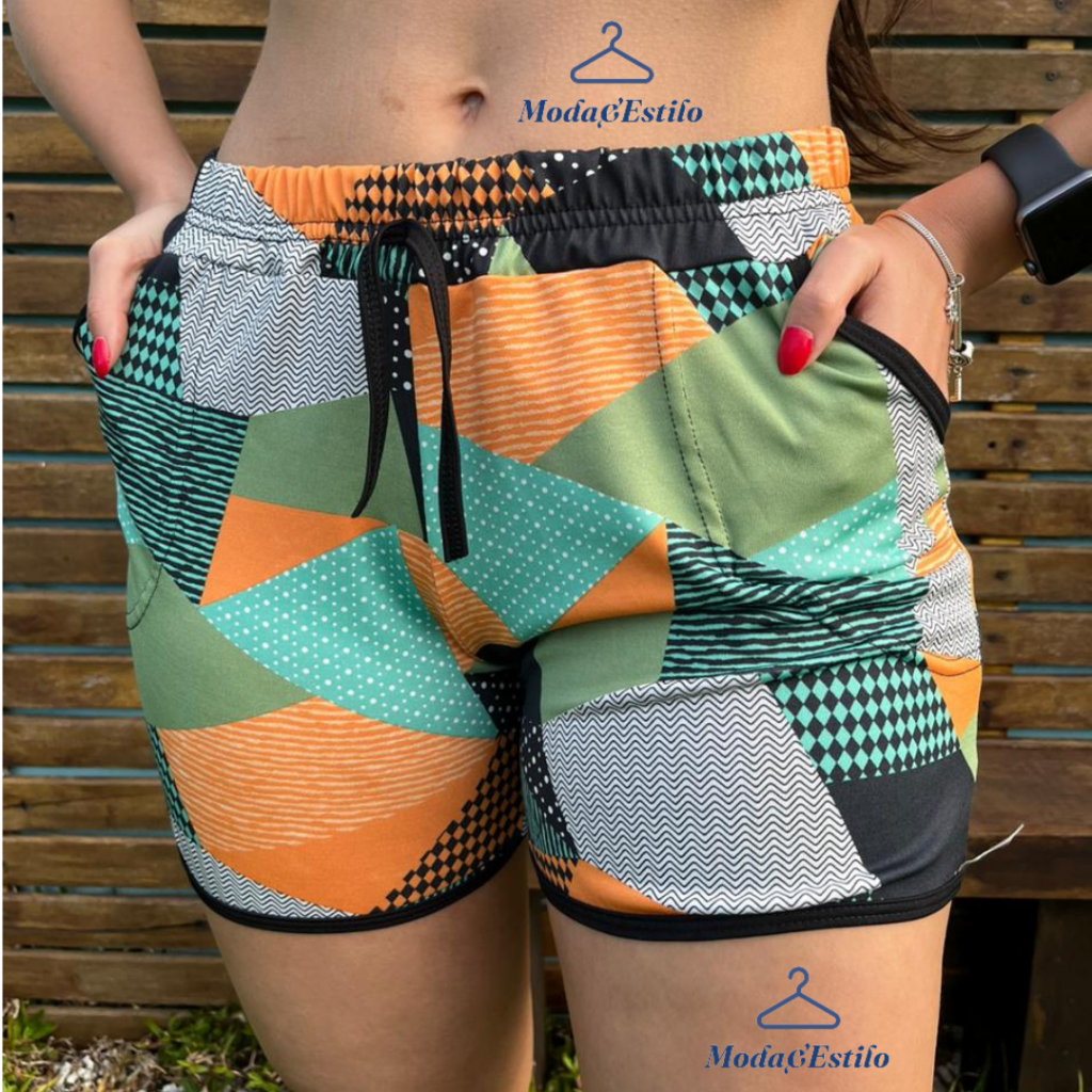 Shortinho Curto Moda Verão Feminino Estampada Soltinho Super Confortavel Plus Size