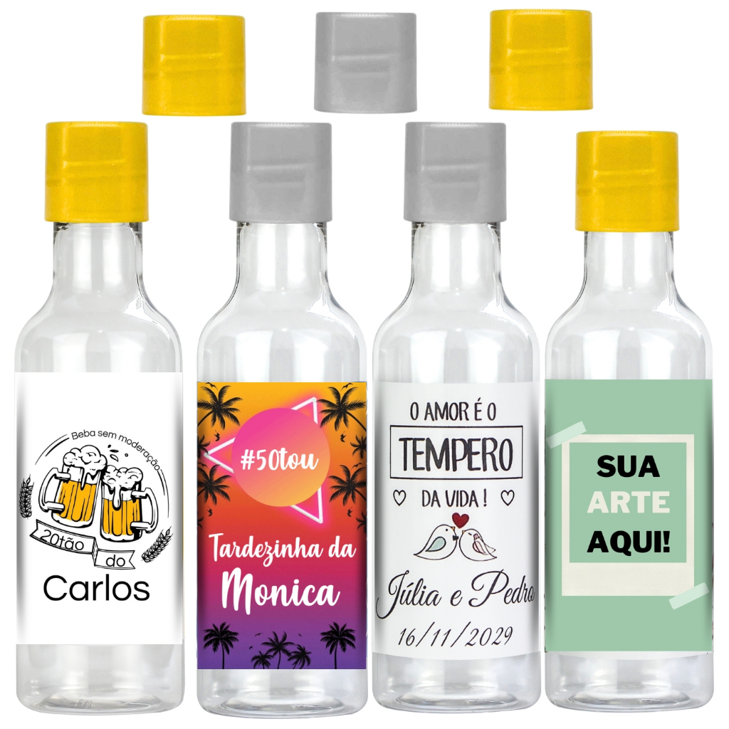 50 Mini Garrafinhas Personalizadas 50ml Lembrancinhas Festas Brindes Eventos em Oferta na Shopee