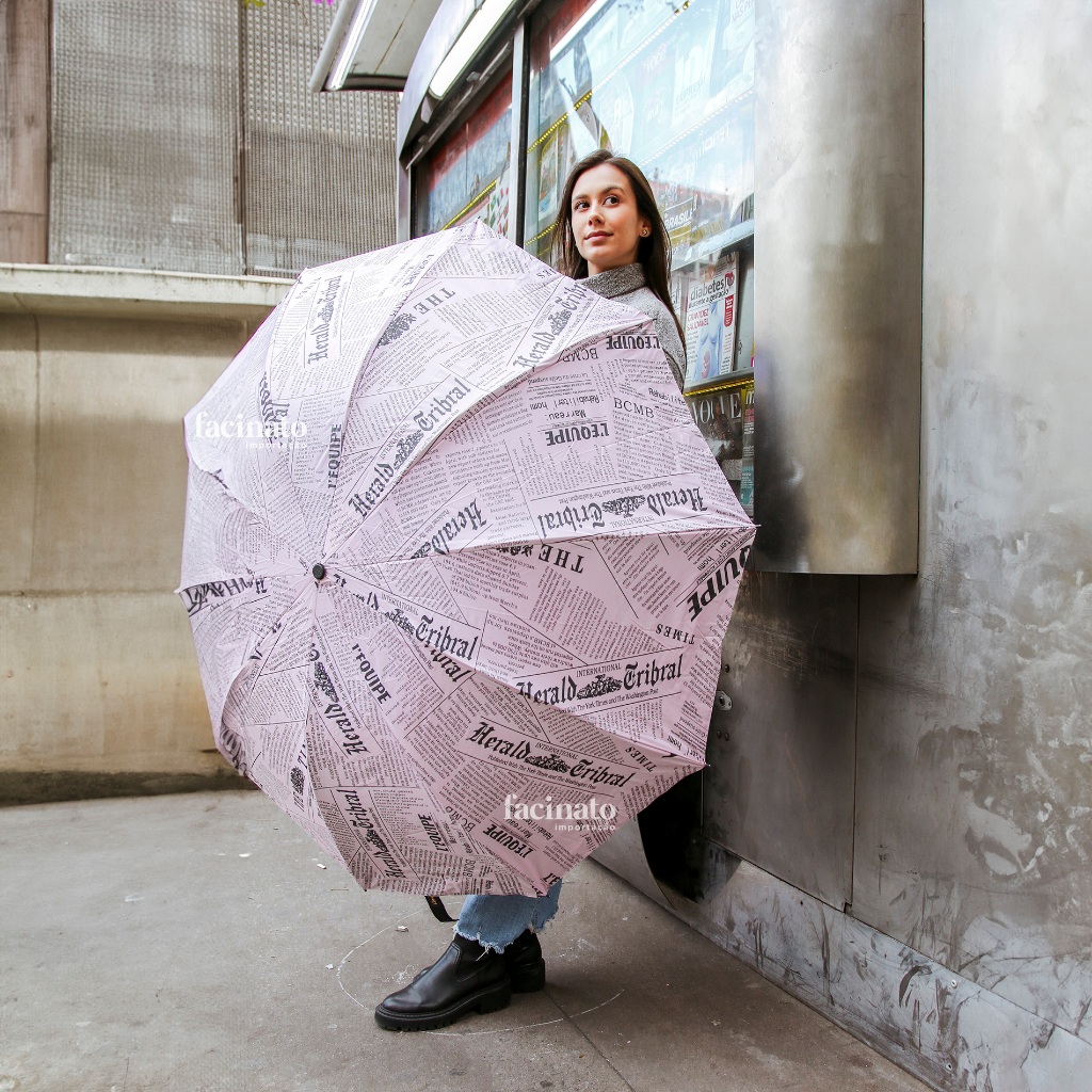 Guarda Chuva Jornal Com Blakout Grande Reforçado Contra Vento Cabe Na Bolsa Proteção Solar em Oferta na Shopee