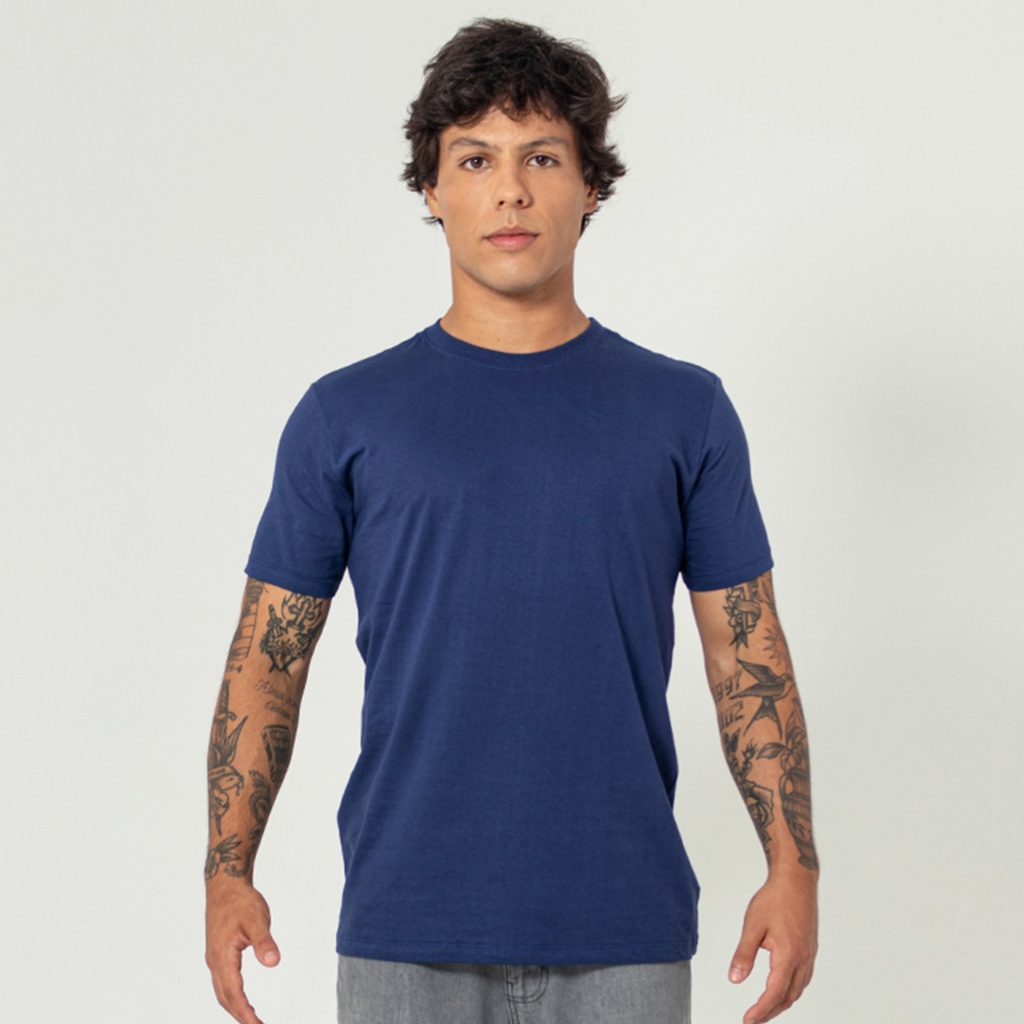 Camiseta Masculina Basic Casual Azul Marinho - Men Clothes