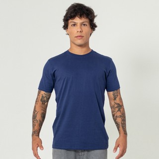 Camiseta Masculina Basic Casual Azul Marinho em Oferta na Shopee