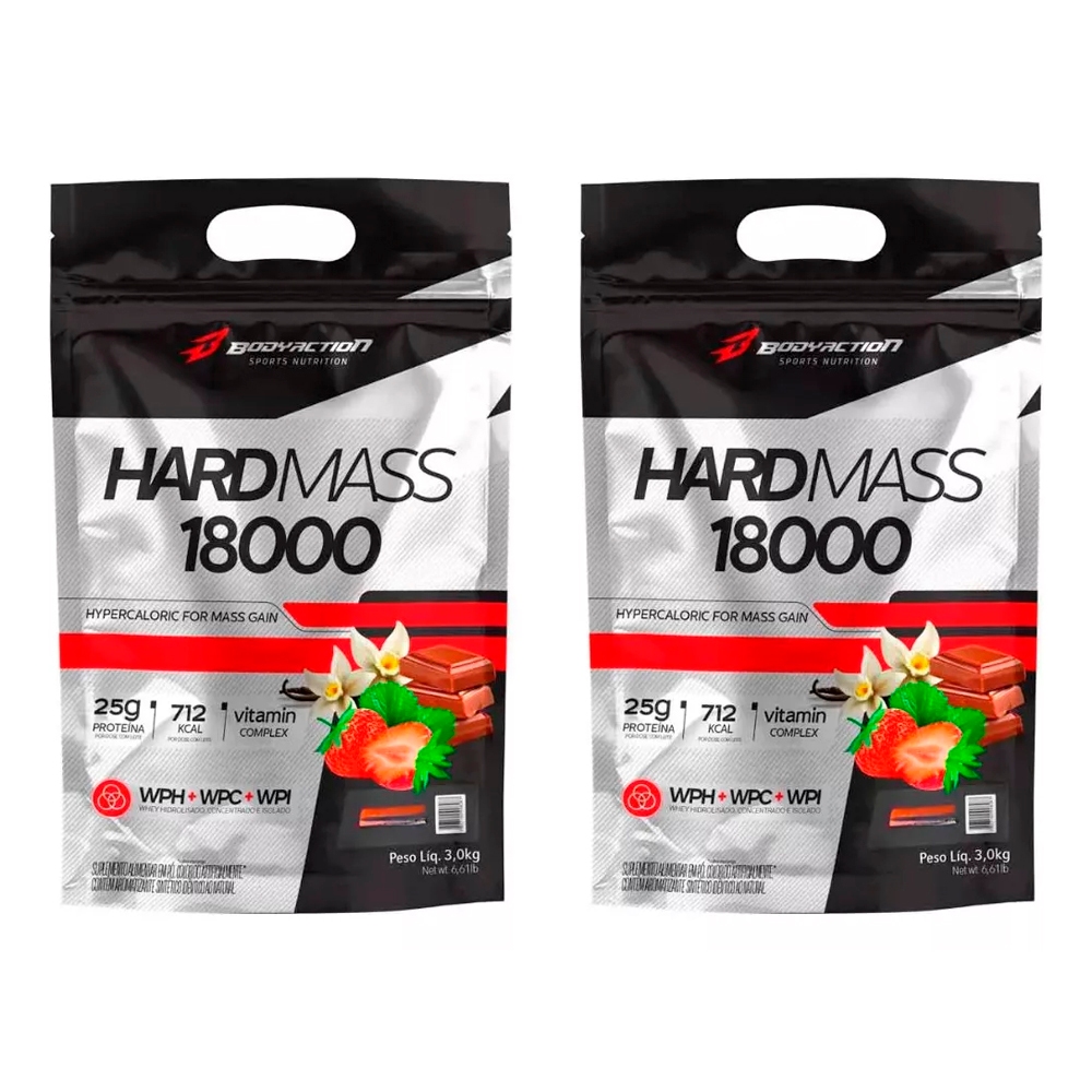 Kit 2x Hipercalórico Hard Mass 18000 - 3kg cada - Body Action - Health