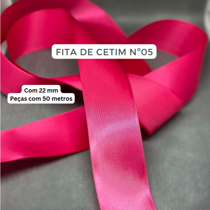 Fita de Cetim nº5 número 22mm 2,2cm com 50 metros mimosa