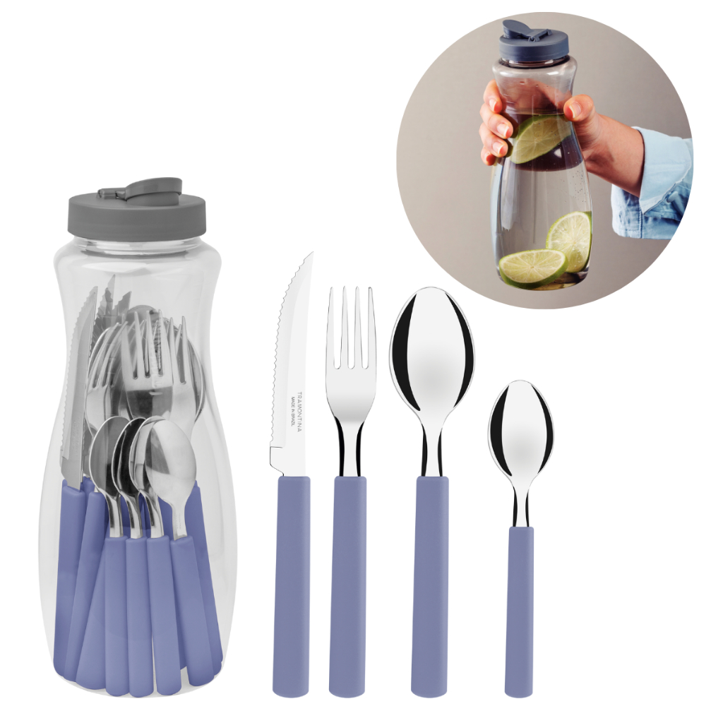 Faqueiro Tramontina Inox Talheres Gamboa 16 Peças Original C/ Garrafa em Oferta na Shopee