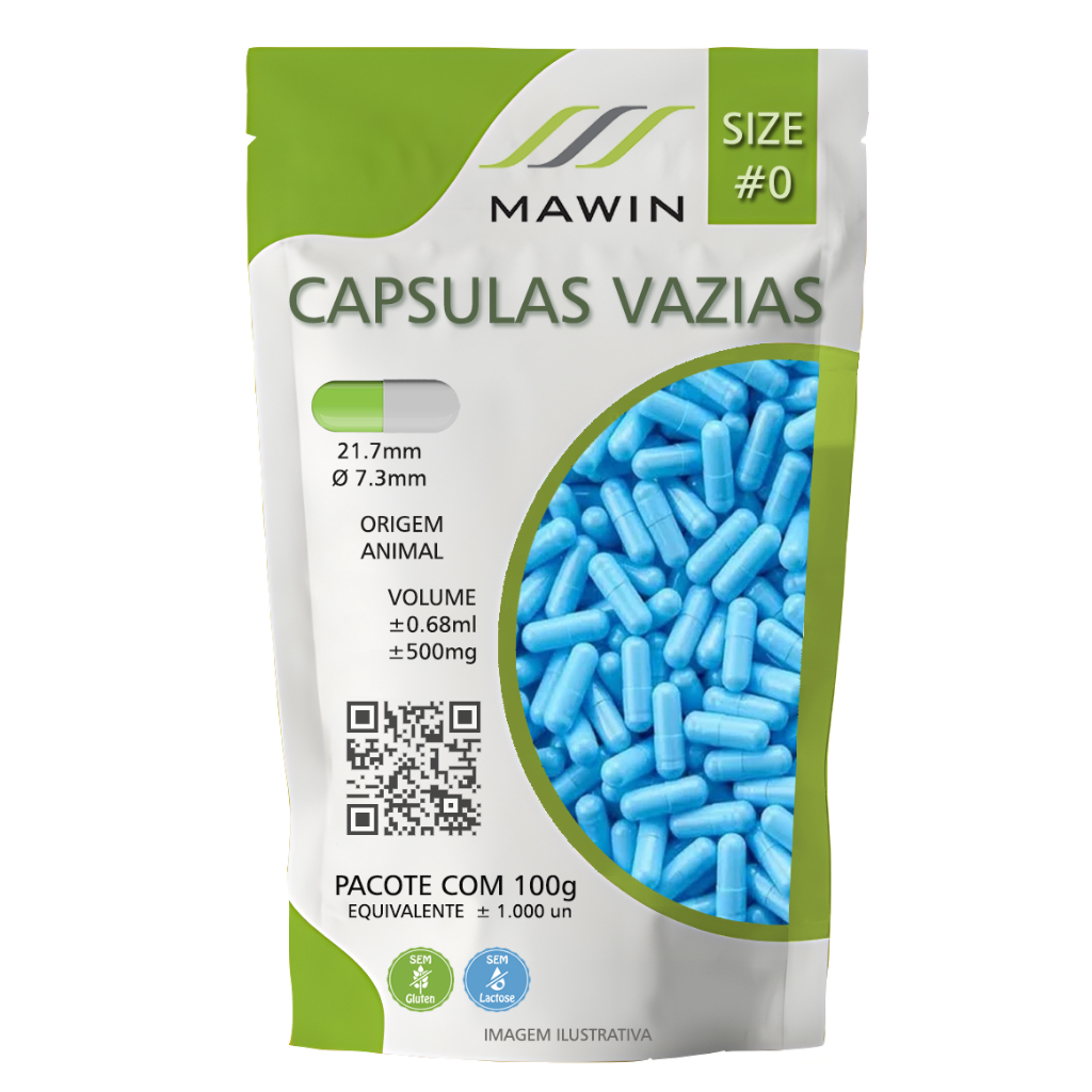 1.000 Capsula Gelatina Vazia N0 - AZUL CLARO - Mawin