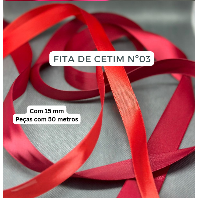 Fita de Cetim nº3 15mm cores peça com 50 metros mimosa