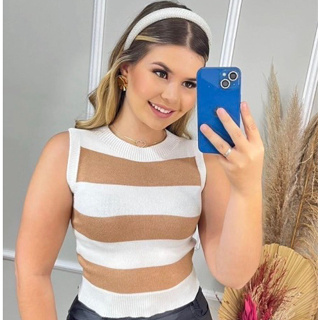 regatinha de verão em estilo garrafinha versátil com detalhe em listras em Oferta na Shopee