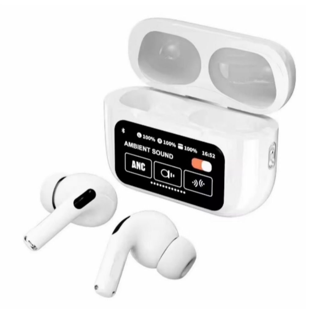 Fone de Ouvido sem Fio Bluetooth TWS Smart Touch Screen ANC Cancelando Ruído Com Visor LCD Suporte APP
