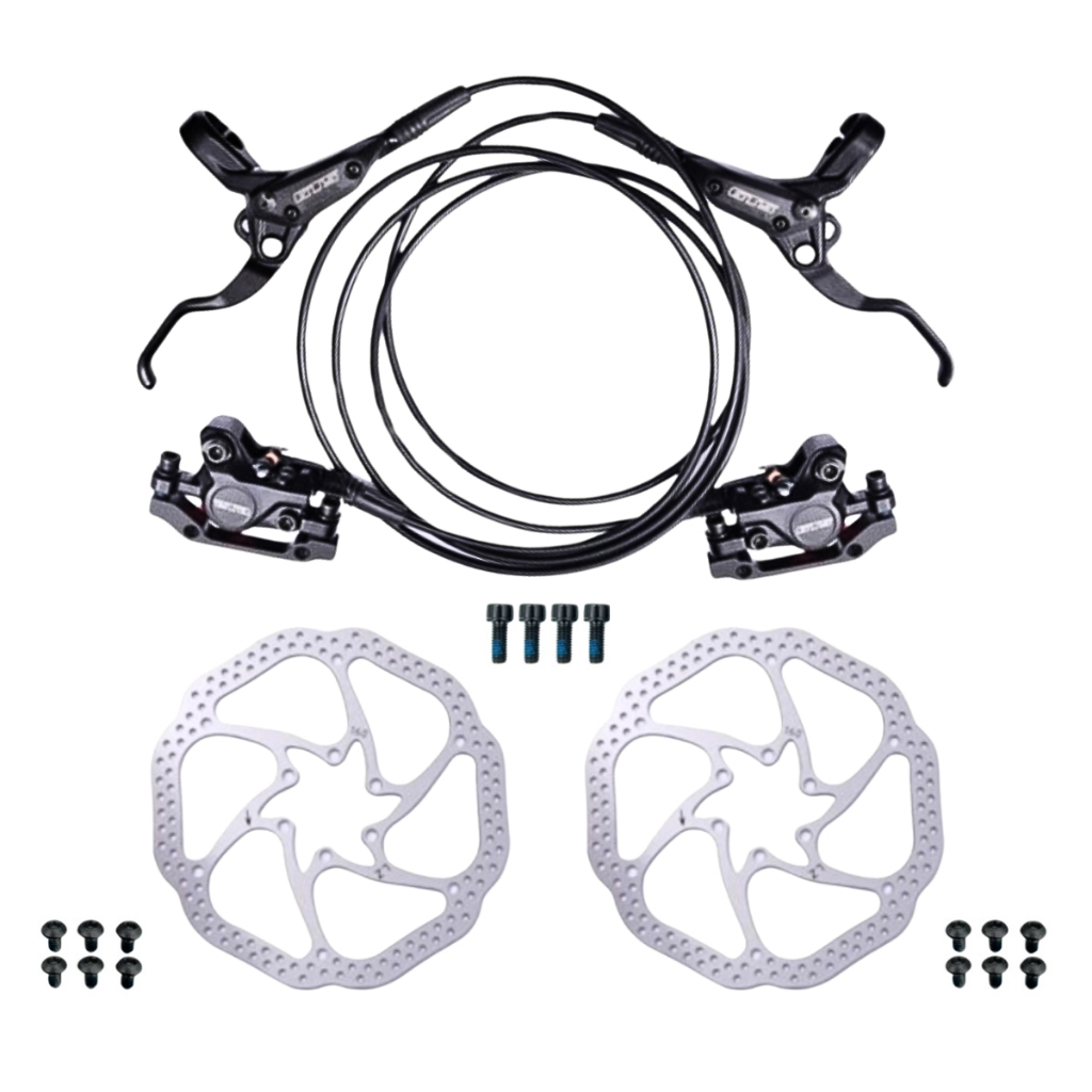 Kit Freio a Disco Hidraulico Bike GTS Completo Dianteiro e Traseiro + Discos