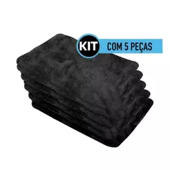 Kit com 5 Toalhas de Microfibra Preta 30x40cm 200gsm Vonder