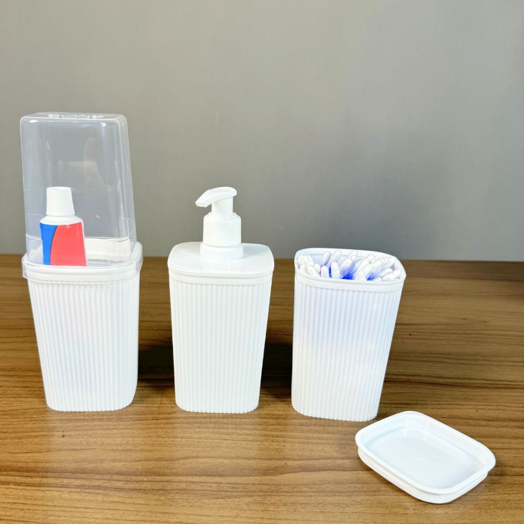 Acessórios para Banheiro 3 ou 2 Peças -Inclui Porta-Sabão Líquido, Porta-Escova de Dente ,Porta-Cotonete e Saboneteira