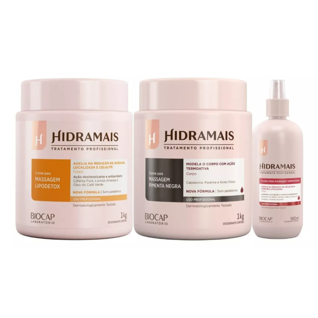 Kit Hidramais Pimenta Negra+ Lipodetox+ Fluido Térmico