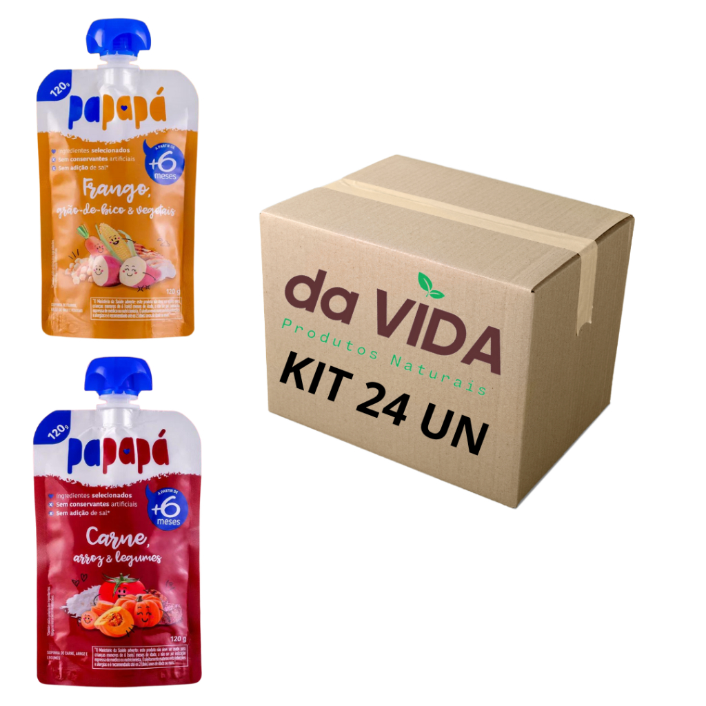 PAPAPA KIT 24UN - 2 SABORES - PAPINHA ORGANICA COM CARNE 120G