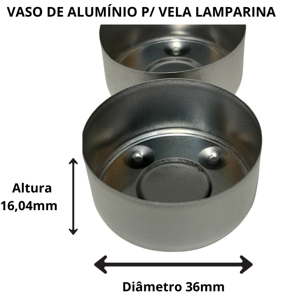 Vaso de Aluminio Para Vela Lamparina e Velas Decorativas 36mm - 50, 100 e 200 unid Vaso Rechaud Rixo