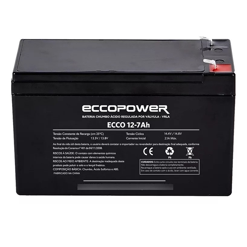 Bateria Para Alarme No-Break Cerca Eletrica Unipower 12V 7A