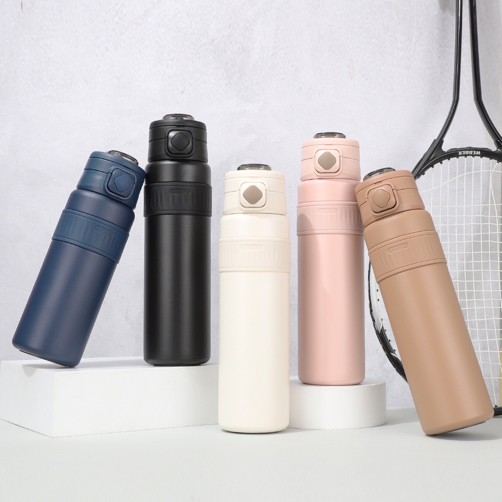 Garrafa térmica de aço inoxidável com palha, Bounce a vácuo, frasco isolado-800ML/1000ML em Oferta na Shopee