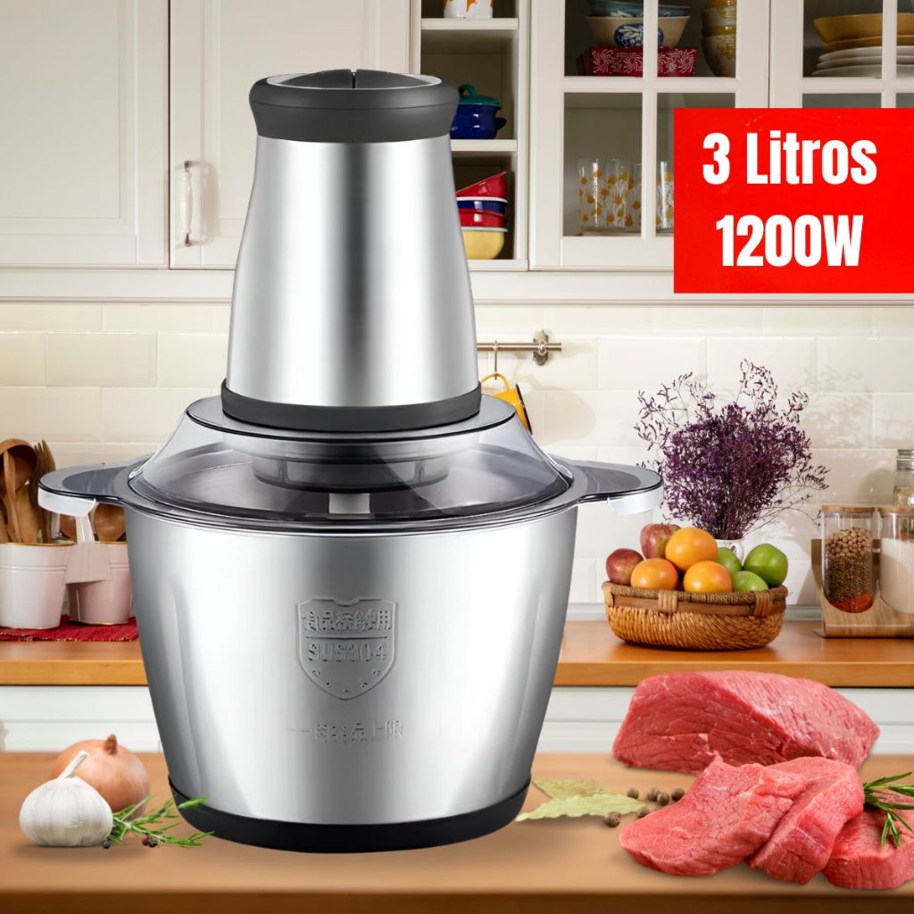 Picador De Alimentos 3 Litros 1200W Potência Moedor de Carne E Alimentos Triturador Processador Alho